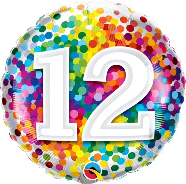 Age 12 Rainbow Confetti 18'' Foil Birthday Balloon