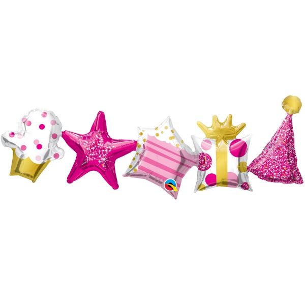 Pink Birthday Balloon Garland Pack of 2