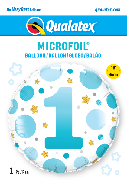 Age 1 Blue Dots 18'' Foil Birthday Balloon