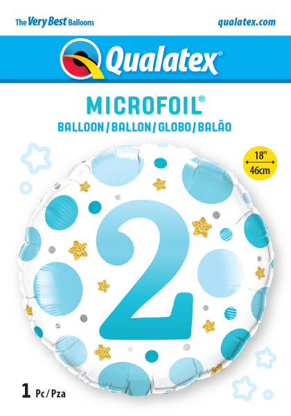 Age 2 Blue Dots 18'' Foil Birthday Balloon