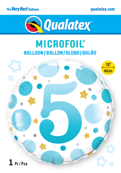 Age 5 Blue Dots 18'' Foil Birthday Balloon