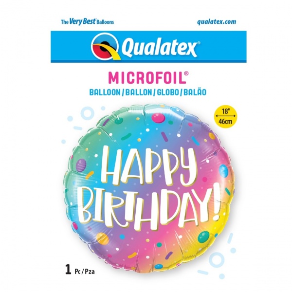 Ombre Dots & Sprinkles 18'' Foil Birthday Balloon