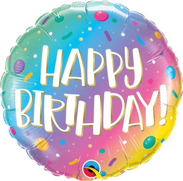 Ombre Dots & Sprinkles 18'' Foil Birthday Balloon