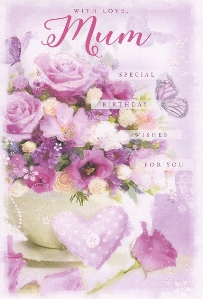 Lilac Flowers Mum Birthday Card