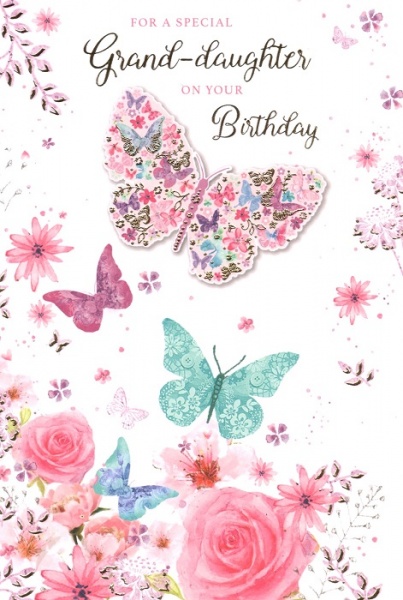 Butterfly Grand-Daughter Birthday Card