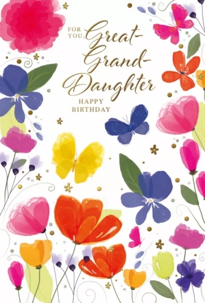 Bright Flowers Great-Grand-Daughter Birthday Card