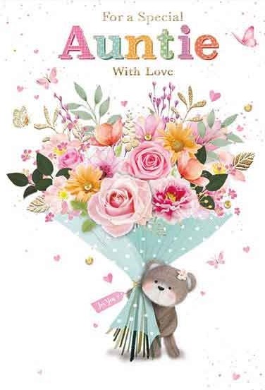 Flowers For You Auntie Birthday Card