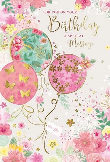 Balloons & Flowers Birthday Card