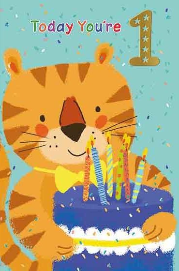 Tiger 1st Birthday Card