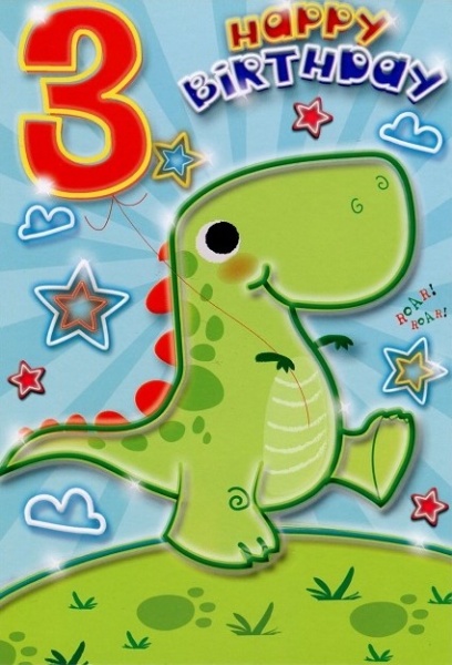 Dinosaur 3rd Birthday Card