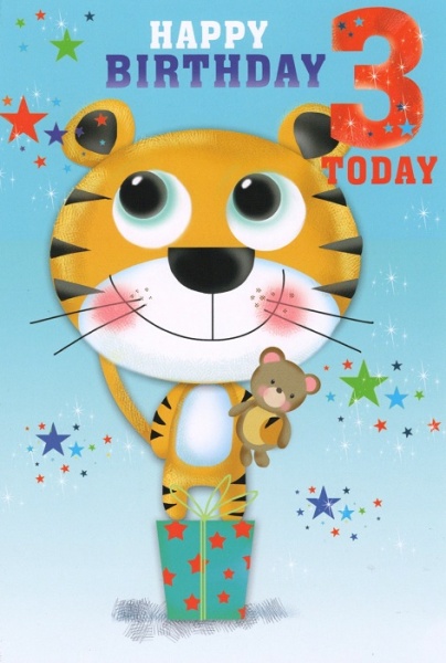 Tiger 3rd Birthday Card