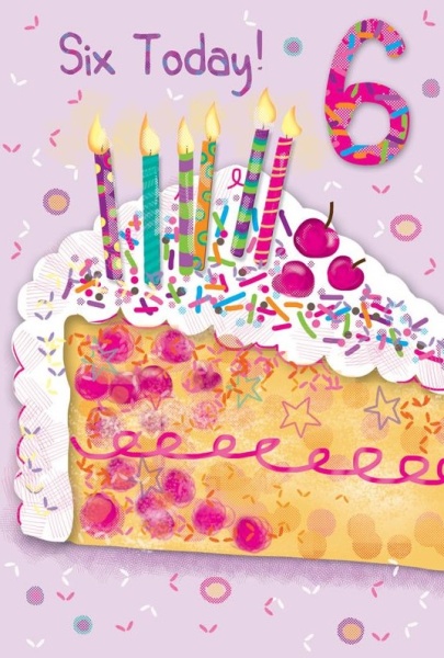 Slice Of Birthday Cake 6th Birthday Card