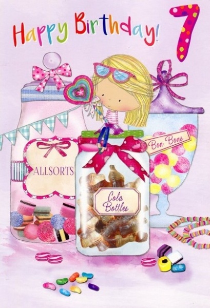 Sweetie Jars 7th Birthday Card