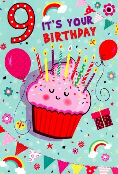 Cupcake 9th Birthday Card