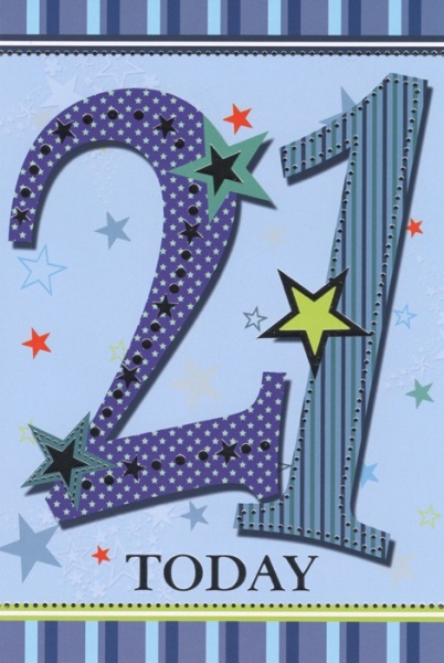 Blue Stars & Stripes 21st Birthday Card
