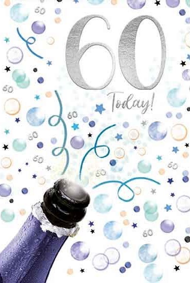 Bubbly 60th Birthday Card