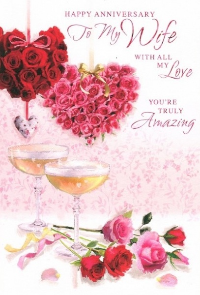 Rose Hearts Wife Anniversary Card