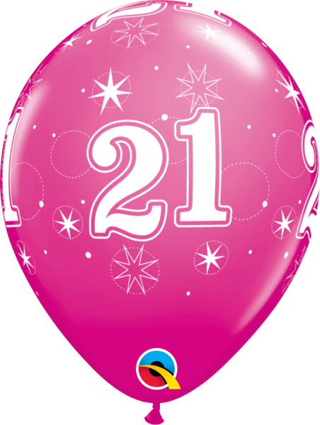 Wild Berry Sparkle Age 21 Balloons Pack of 6