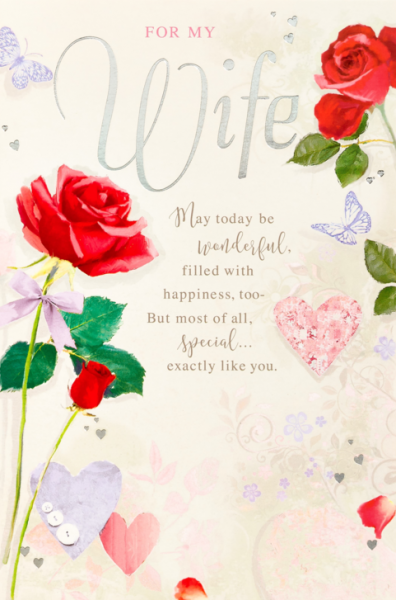 Red Roses Wife Birthday Card