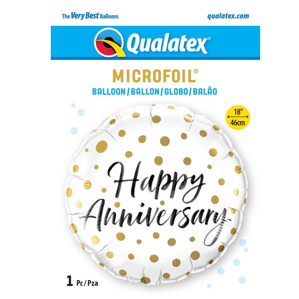 Gold Dots 18'' Foil Anniversary Balloon