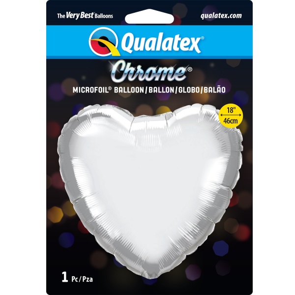 Chrome Silver 18'' Heart Foil Balloon