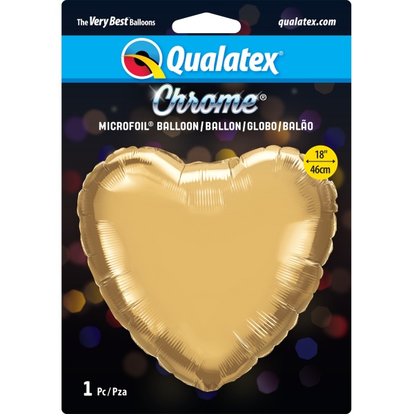 Chrome Gold 18'' Heart Foil Balloon