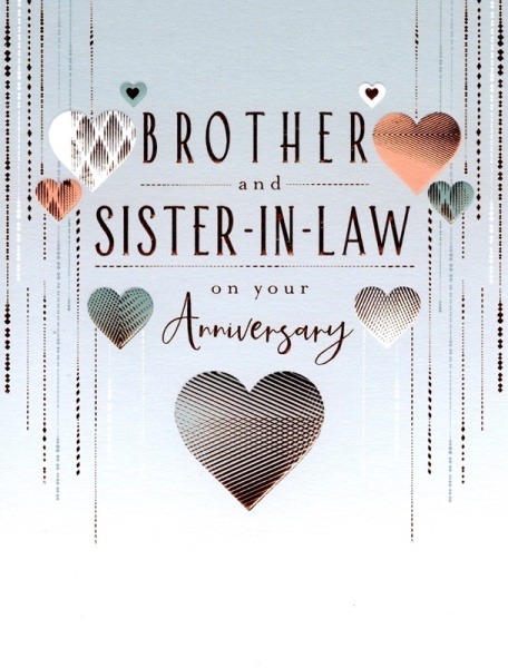 Foil Hearts Brother & Sister-In-Law Anniversary Card