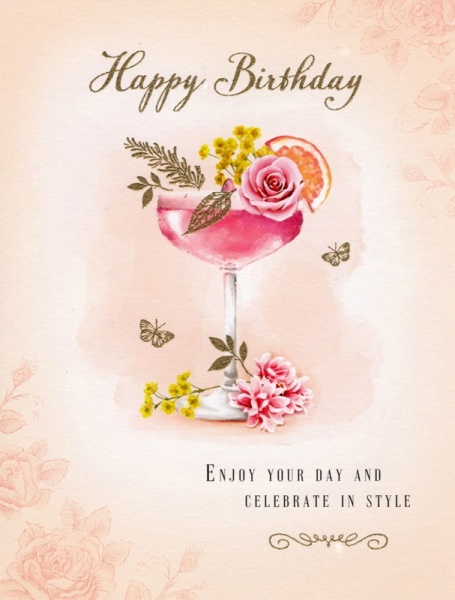 Cocktail Glass Birthday Card