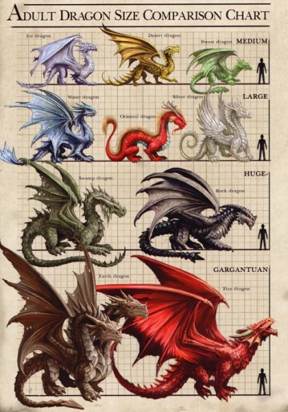 Dragon Size Comparison Chart Greeting Card