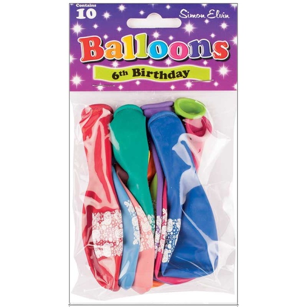 6th Birthday Balloons Pack of 10