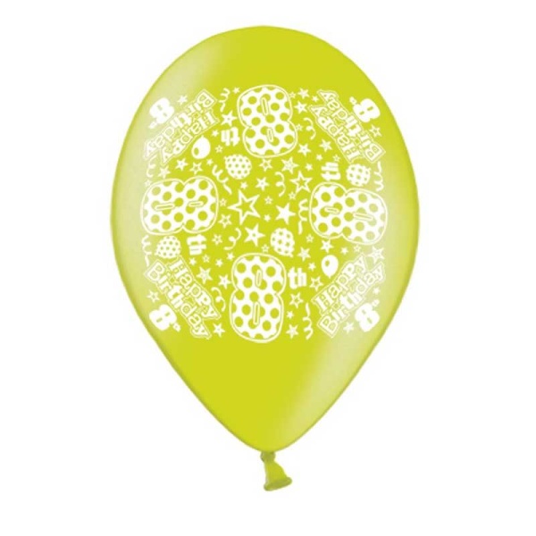 8th Birthday Balloons Pack of 10