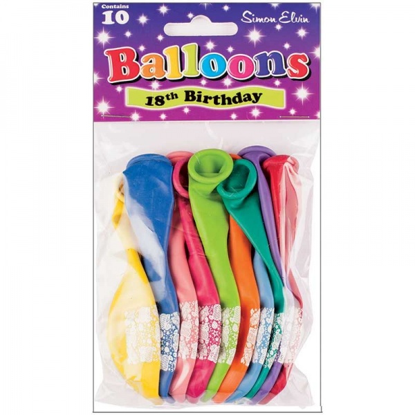 18th Birthday Balloons Pack of 10