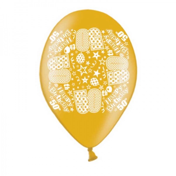 50th Birthday Balloons Pack of 10