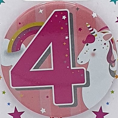 Unicorn Age 4 Birthday Badge