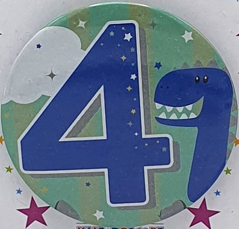 Dinosaur Age 4 Birthday Badge