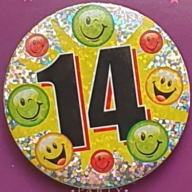 Smiley Age 14 Birthday Badge