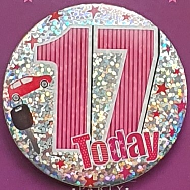 Pink Age 17 Birthday Badge