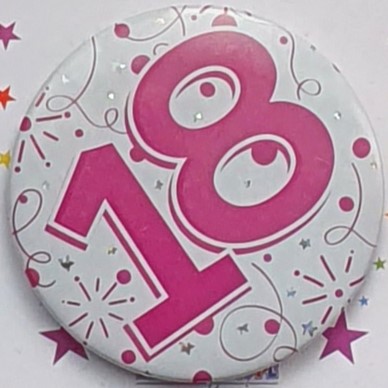 Pink Age 18 Birthday Badge