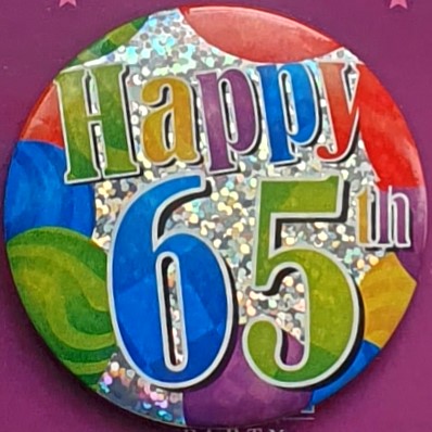 Balloons Age 65 Birthday Badge