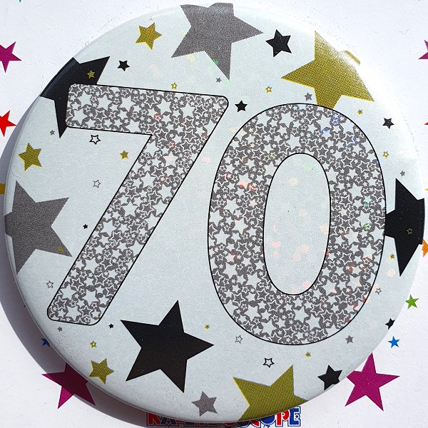 Grey Stars Age 70 Birthday Badge