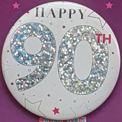 Pink Star Age 90 Birthday Badge