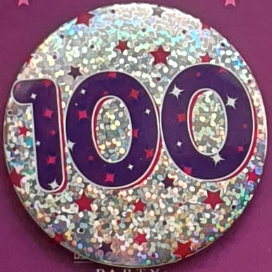 Purple Age 100 Birthday Badge