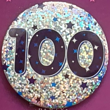 Blue Age 100 Birthday Badge