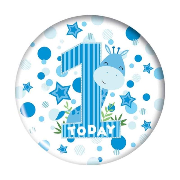 Blue Giraffe 1st Birthday Badge