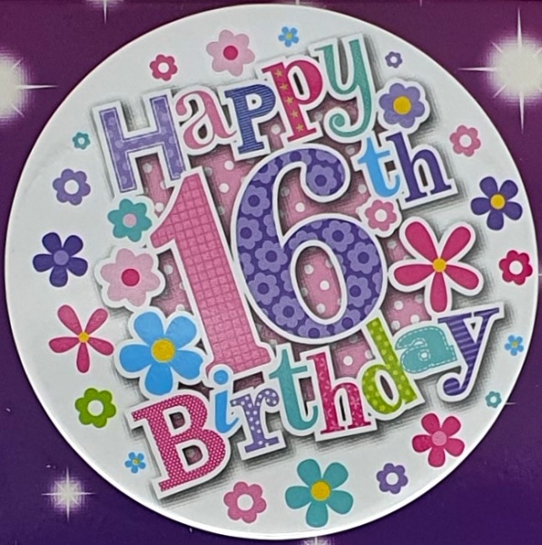 Flowers 16th Birthday Badge