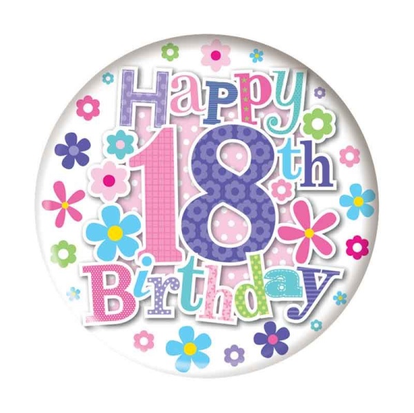 Flowers 18th Birthday Badge