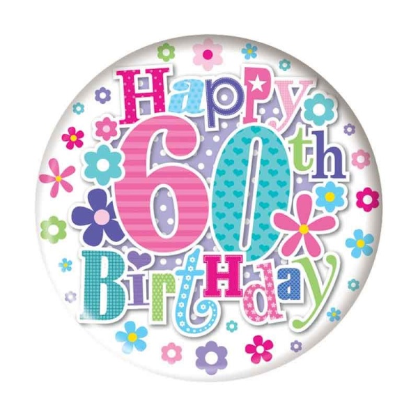 Flowers 60th Birthday Badge