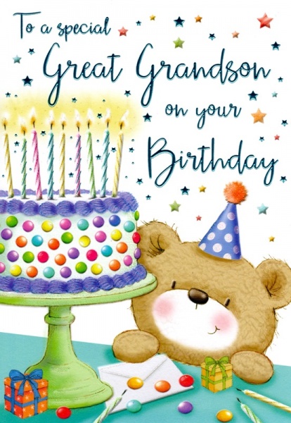 Birthday Cake Great-Grandson Birthday Card