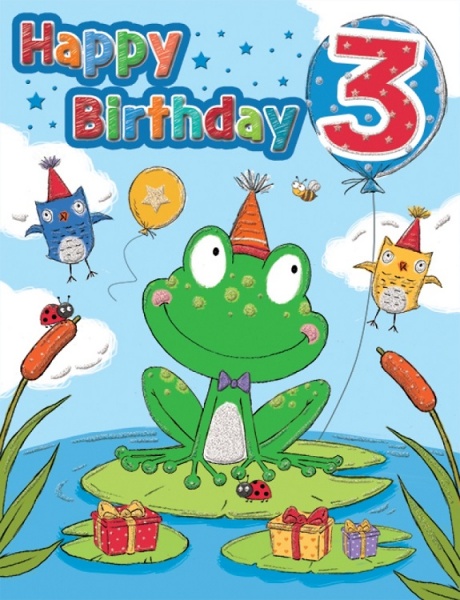 Frog 3rd Birthday Card