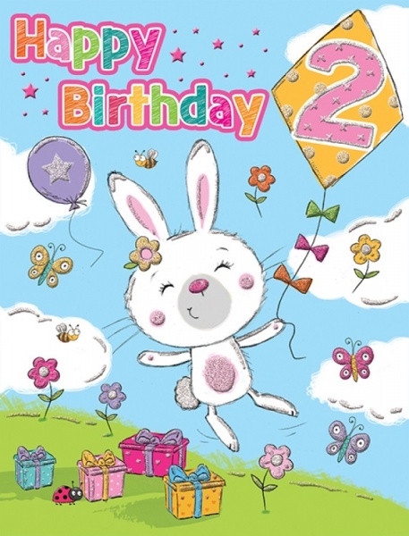 White Rabbit 2nd Birthday Card